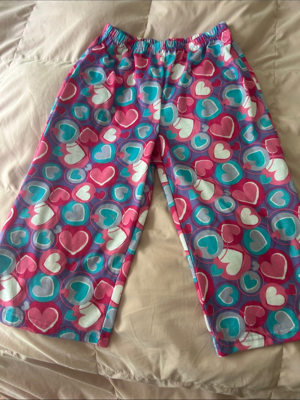 Xhilaration Girls' Heart-Print Pajama Bottoms - Pink, Blue & White